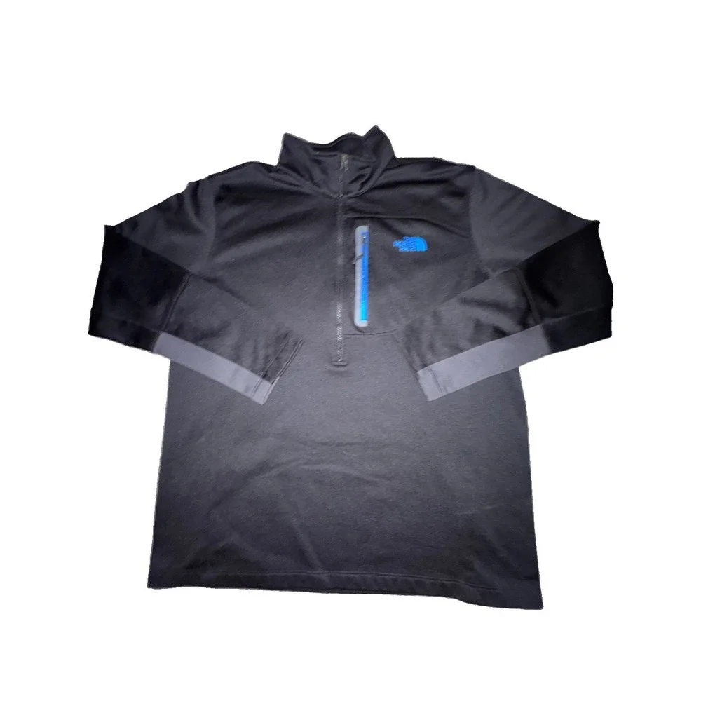 THE NORTH FACE Mens Black Blu 1/2 Zip Canyonlands Pullover Fleece Jacket Size XL